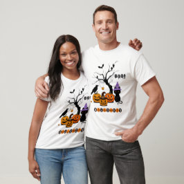 Camiseta Gato negro de Halloween lindo con calabazas