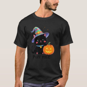 Camiseta Gato negro de Halloween lindo sombrero de bruja ca