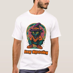 Camiseta Gato negro de Halloween  Quédate espeluznante gato
