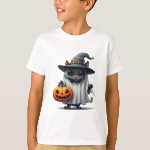 Camiseta Gato negro de Halloween sosteniendo acento de cala