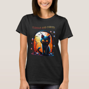 Camiseta Gato negro de Halloween truco o trato curioso y ma