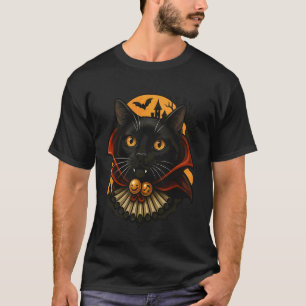Camiseta Gato Negro de Halloween Vampiro Espeluznante Murci