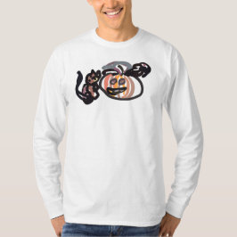 Camiseta gato negro de Halloween y cuervo