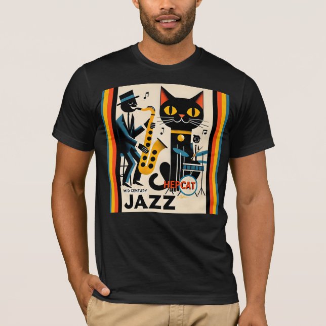 Camiseta Gato negro de la edad de jazz de mediados del sigl (Anverso)
