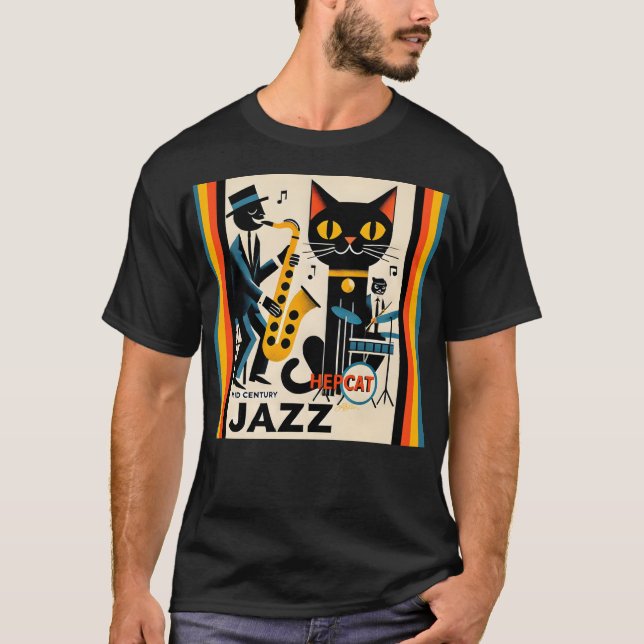 Camiseta Gato negro de la edad de jazz de mediados del sigl (Anverso)