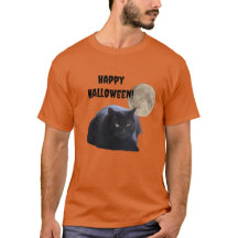 Gato negro de la luna llena de Halloween