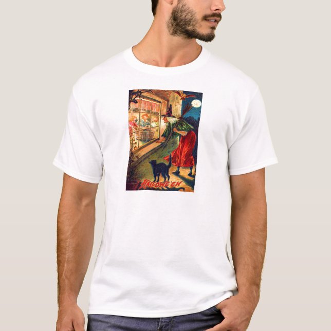 Camiseta Gato negro de lechuza que vigila a los niños (Anverso)