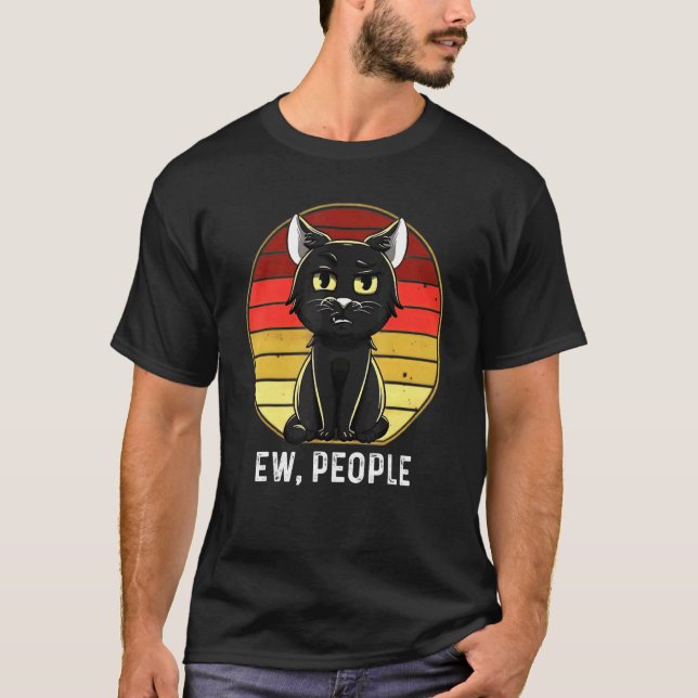 Camiseta Gato negro de los ojos retro (Anverso)