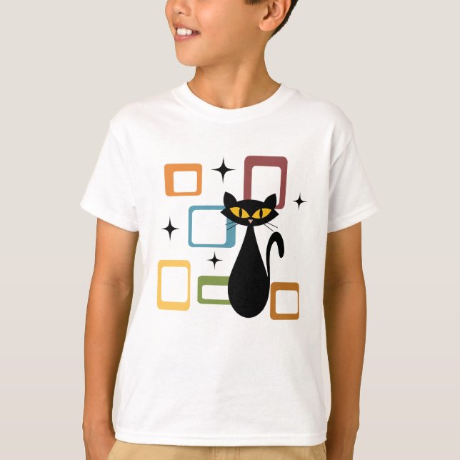 Camiseta Gato negro de Mid Century (Anverso)