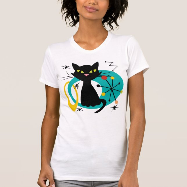 Camiseta Gato negro de Mid Century (Anverso)