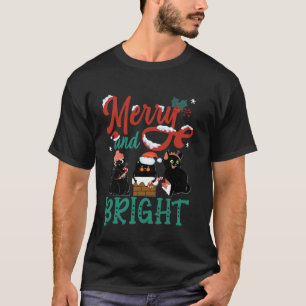 Camiseta Gato negro de Navidad Alegre y Brillante