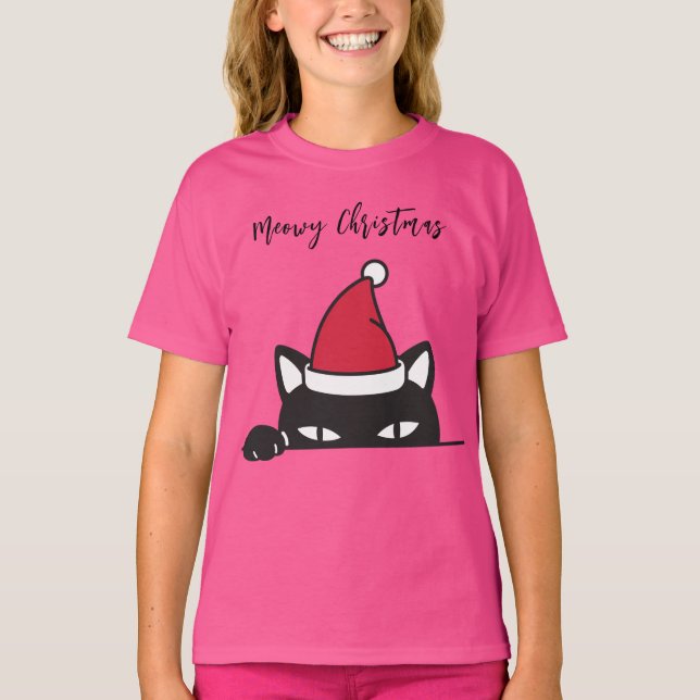 Camiseta Gato negro de Navidades divertidos (Anverso)