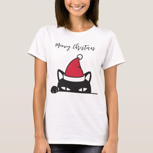 Camiseta Gato negro de Navidades divertidos (Anverso)