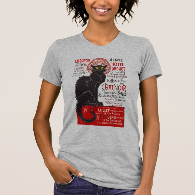 Camiseta Gato negro de Nouveau del arte francés de Tournee (Anverso)