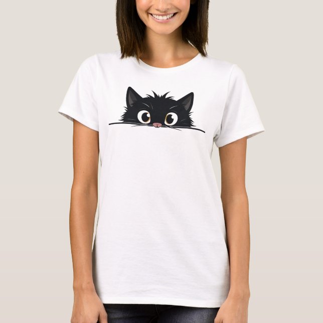 Camiseta Gato negro de peinado suave (Anverso)
