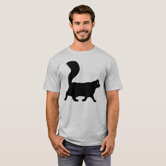 Camiseta Gato negro de pelo largo caminando| Guay Kitty (Anverso completo)