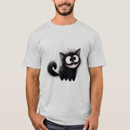 Camiseta Gato negro despeinado divertido sonríe ✨🐾🖤