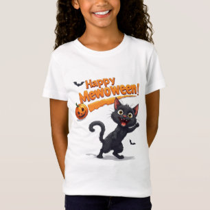 Camiseta Gato Negro Detrás de Calabaza Halloween 🎃