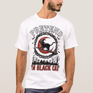 Camiseta Gato Negro Disfraz de Bruja de Halloween Sombrero