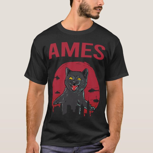 Camiseta Gato negro divertido Ames (Anverso)