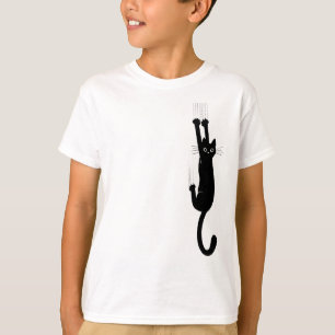 Camiseta Gato Negro Divertido Colgando Gato Divertido