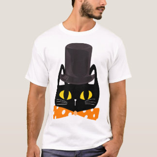 Camiseta Gato Negro Divertido con Sombrero Negro – Descripc