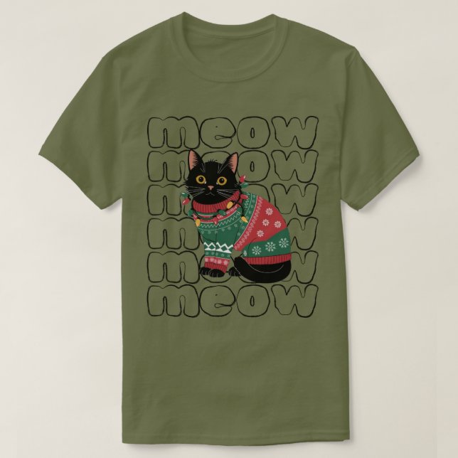 Camiseta Gato negro divertido de Navidad  (Diseño del anverso)