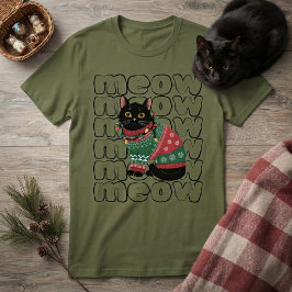 Camiseta Gato negro divertido de Navidad