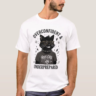 Camiseta Gato negro divertido demasiado confiado y poco pre