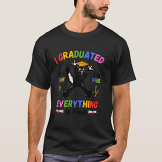 Camiseta Gato Negro Divertido Graduado Último Día De Escuel