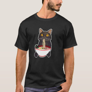 Camiseta Gato negro divertido japonés de estampado animal c