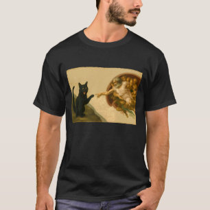 Camiseta Gato negro divertido que alcanza la garra Arte Mem