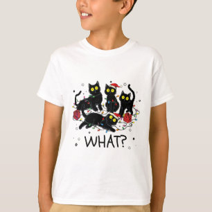 Camiseta Gato negro divertido ¿Qué árbol de Navidad Meme Na