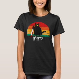 Camiseta Gato Negro Divertido Que Sostiene Cuchillo Sangrie