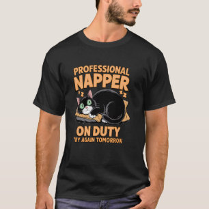 Camiseta Gato Negro Divertido Siesta Humor Perezoso Dormir