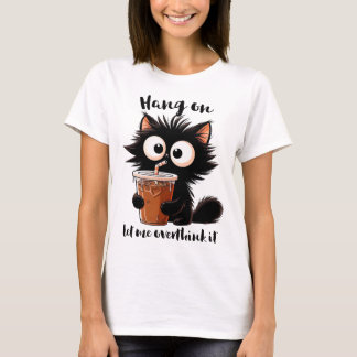 CAMISETA GATO NEGRO DIVERTIDO Y BONITO CON FRASE DIVERTIDA