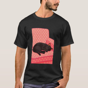 Camiseta Gato Negro Durmiendo en Sofá, Amante de Gatos Retr