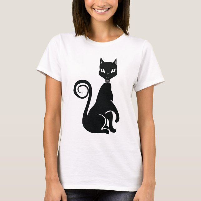 Camiseta Gato negro elegante (Anverso)