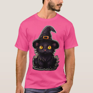 Camiseta Gato negro en brujas Gorras gatos negros Halloween