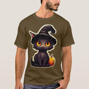 Camiseta Gato negro en brujas Gorras gatos negros Halloween