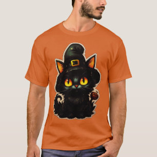 Camiseta Gato negro en brujas Gorras gatos negros Halloween