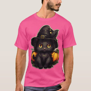 Camiseta Gato negro en brujas Gorras gatos negros Halloween