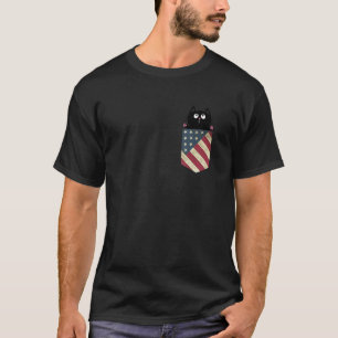 Camiseta Gato Negro En El Bolsillo Preparado Para Abarcar E