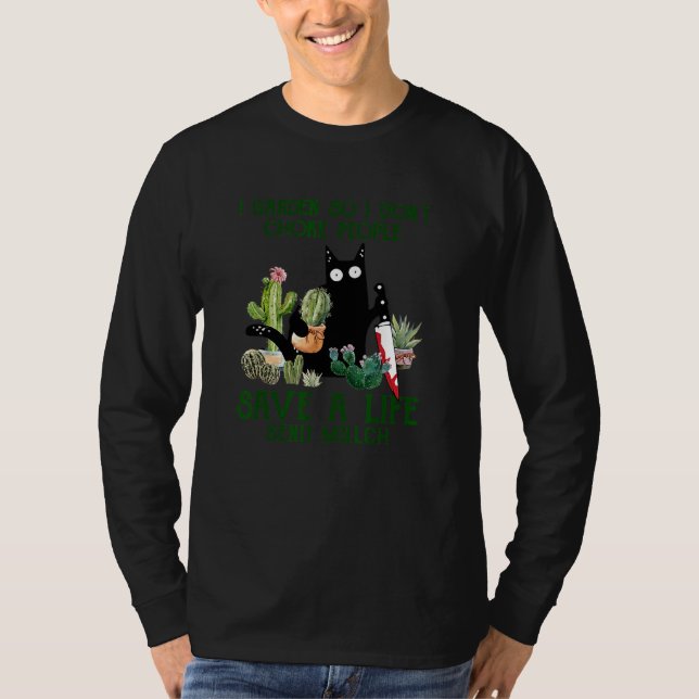 Camiseta Gato negro en el jardín para no asfixiar a la gent (Anverso)