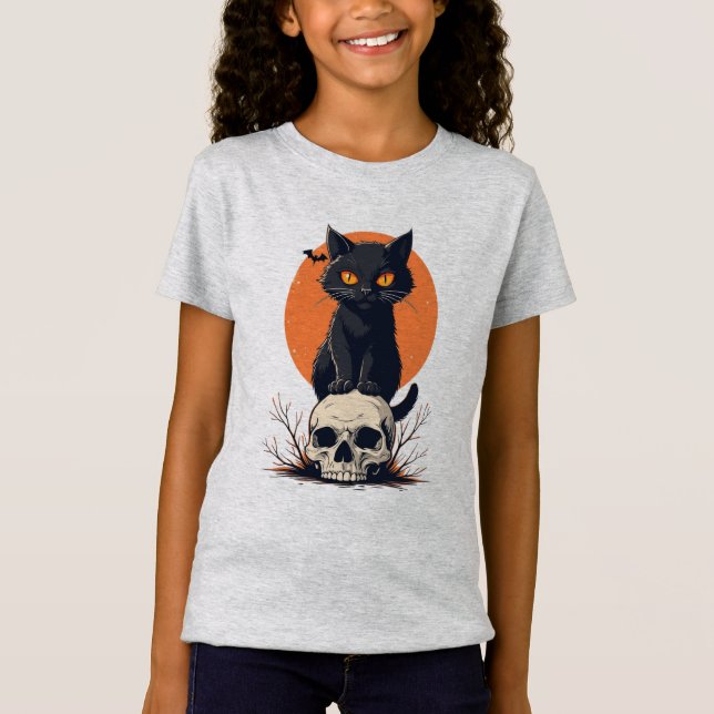 Camiseta Gato negro en Halloween (Anverso)