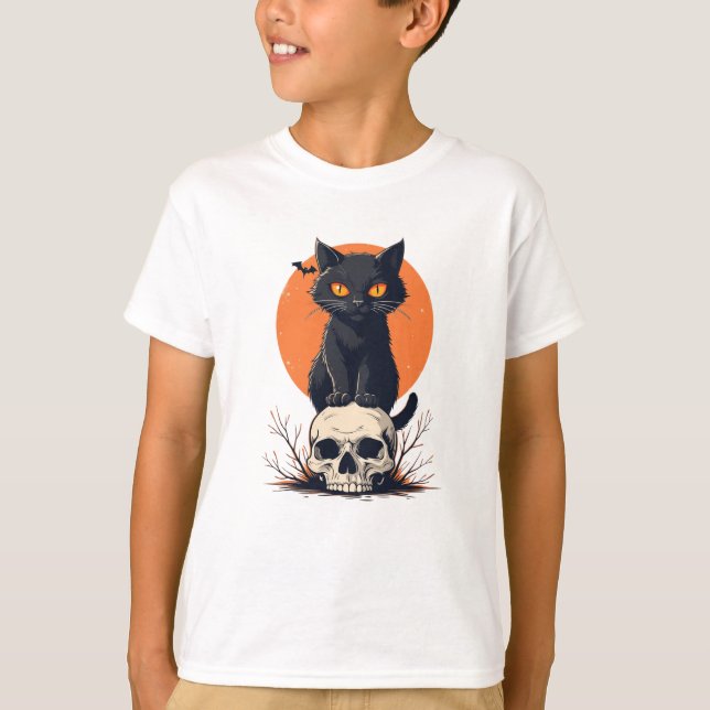 Camiseta Gato negro en Halloween (Anverso)