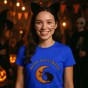 Camiseta Gato negro en Halloween de la luna creciente furio