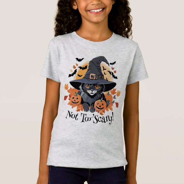 Camiseta Gato negro en Halloween, Gorra brujo (Anverso)