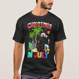 Camiseta Gato Negro En Navidades De Gafas De Sol De Santa H