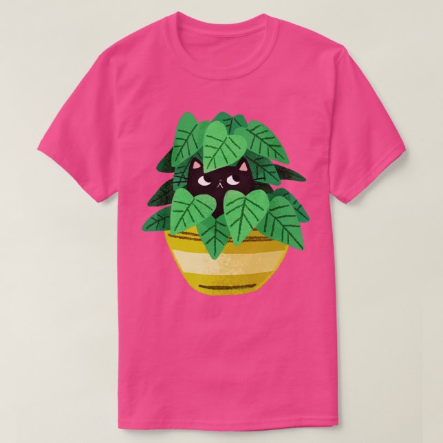 Camiseta Gato negro en plantador (Diseño del anverso)